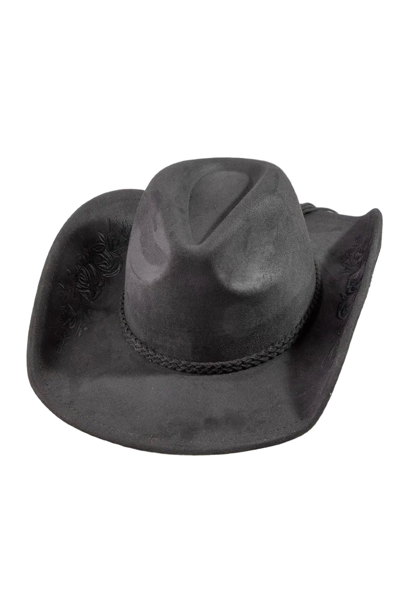 Cowboy Hat - Rose Embroidered