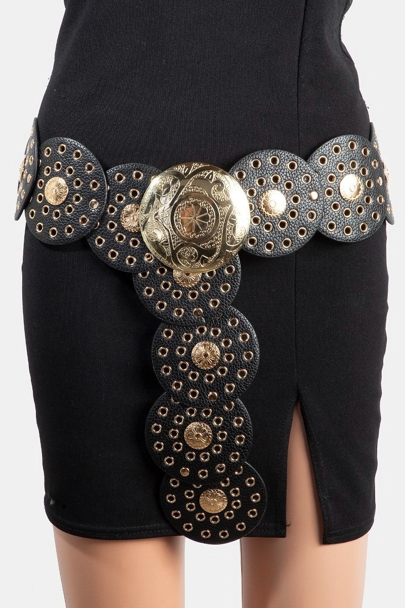 Black Grommet Disc Chain Belt
