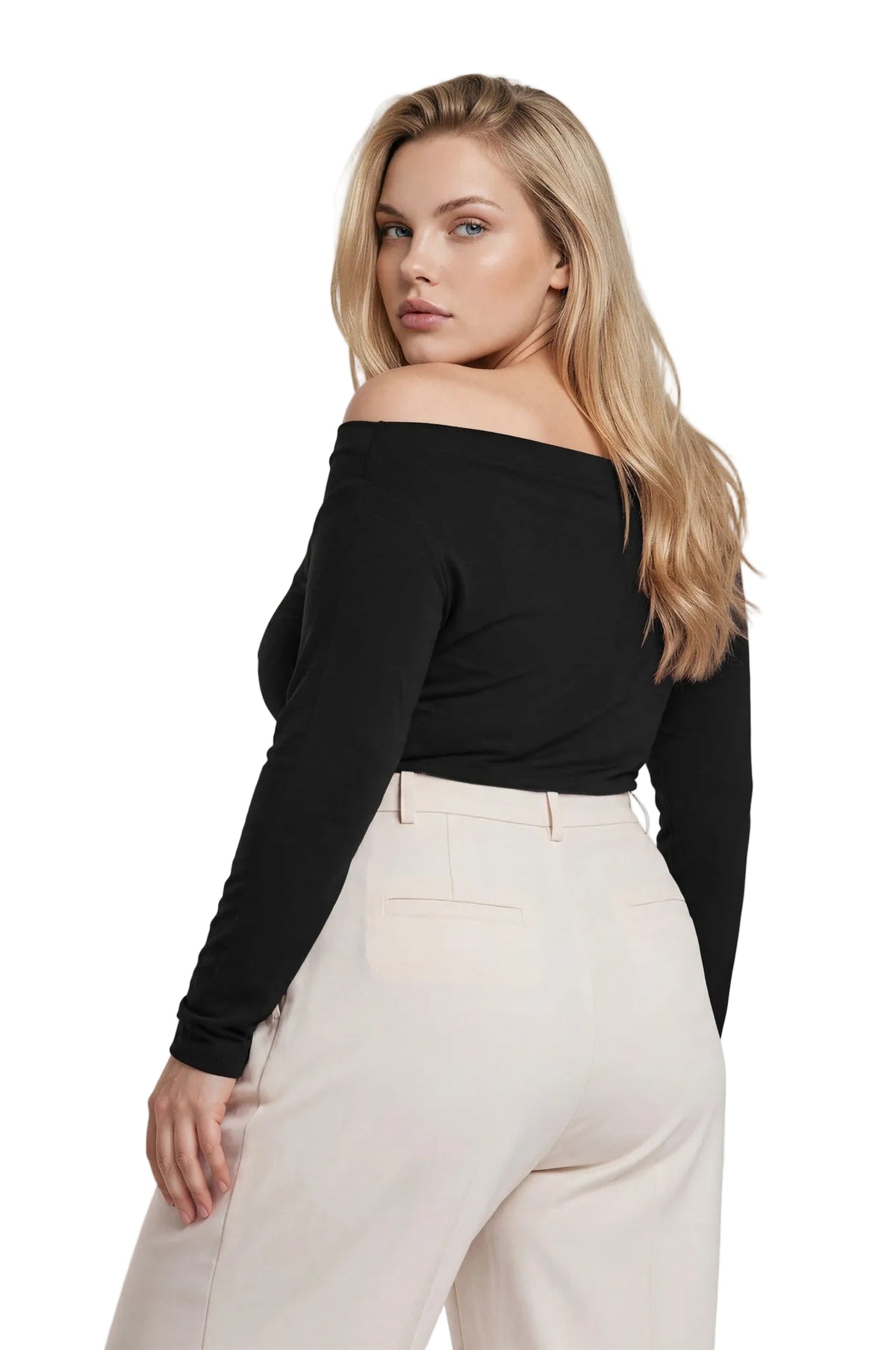 Boat Neck Long Sleeve Knit Top