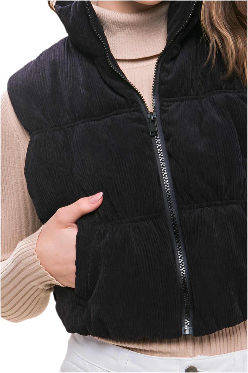 Delia Puffer Vest - Black