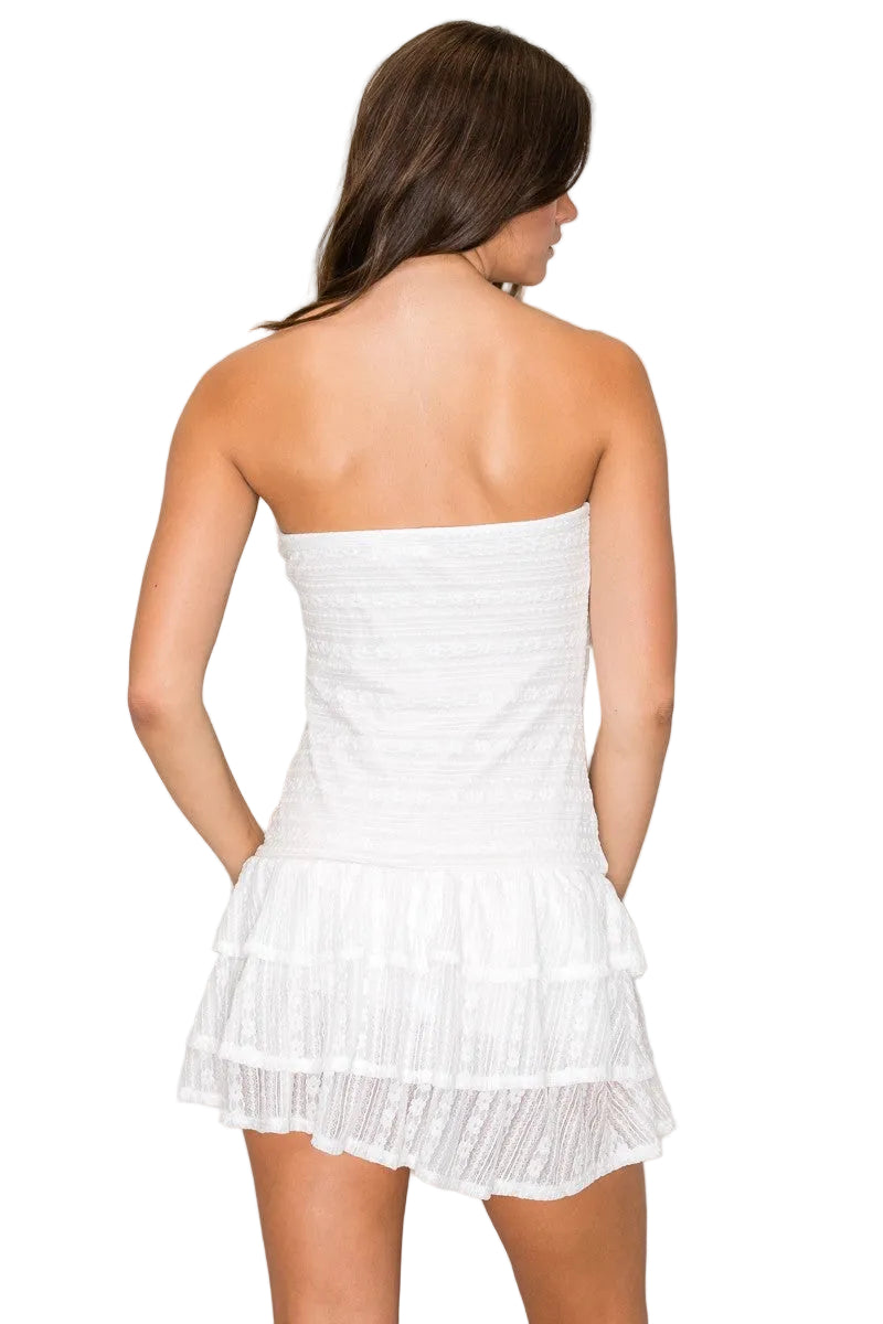 Karina Tube Lace Dress - White
