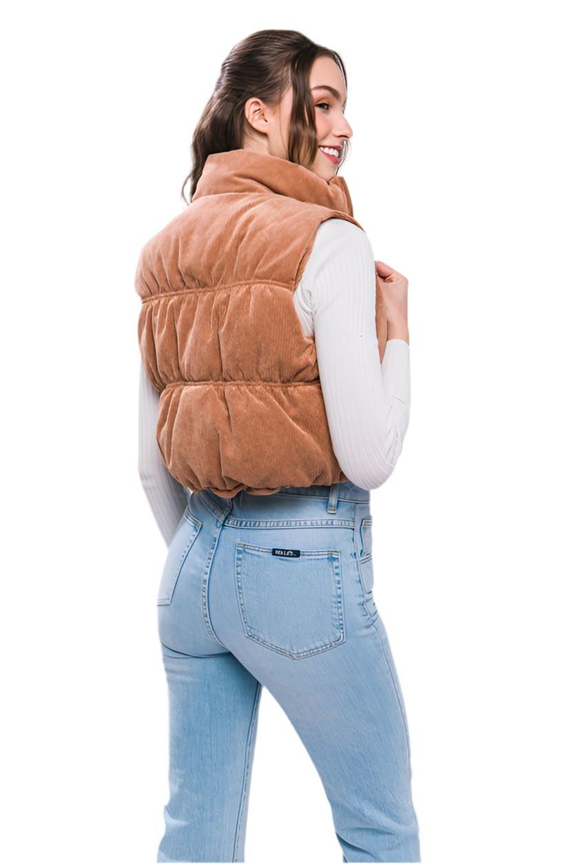Delia Puffer Vest - Camel
