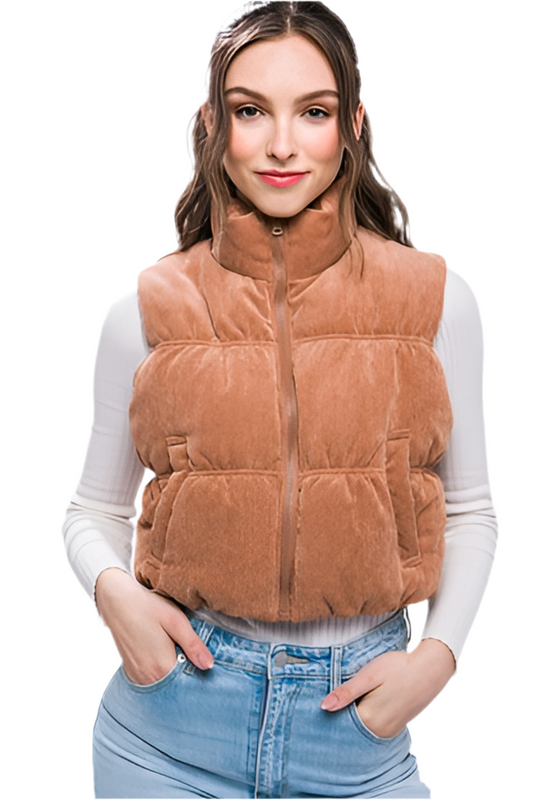 Delia Puffer Vest - Camel