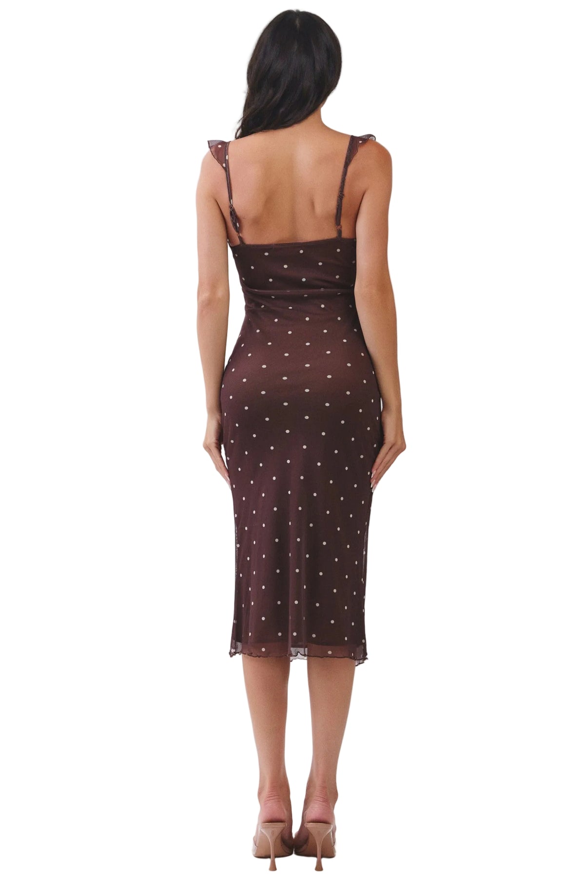 Sami Ruffle Polka Dot Dress - Brown