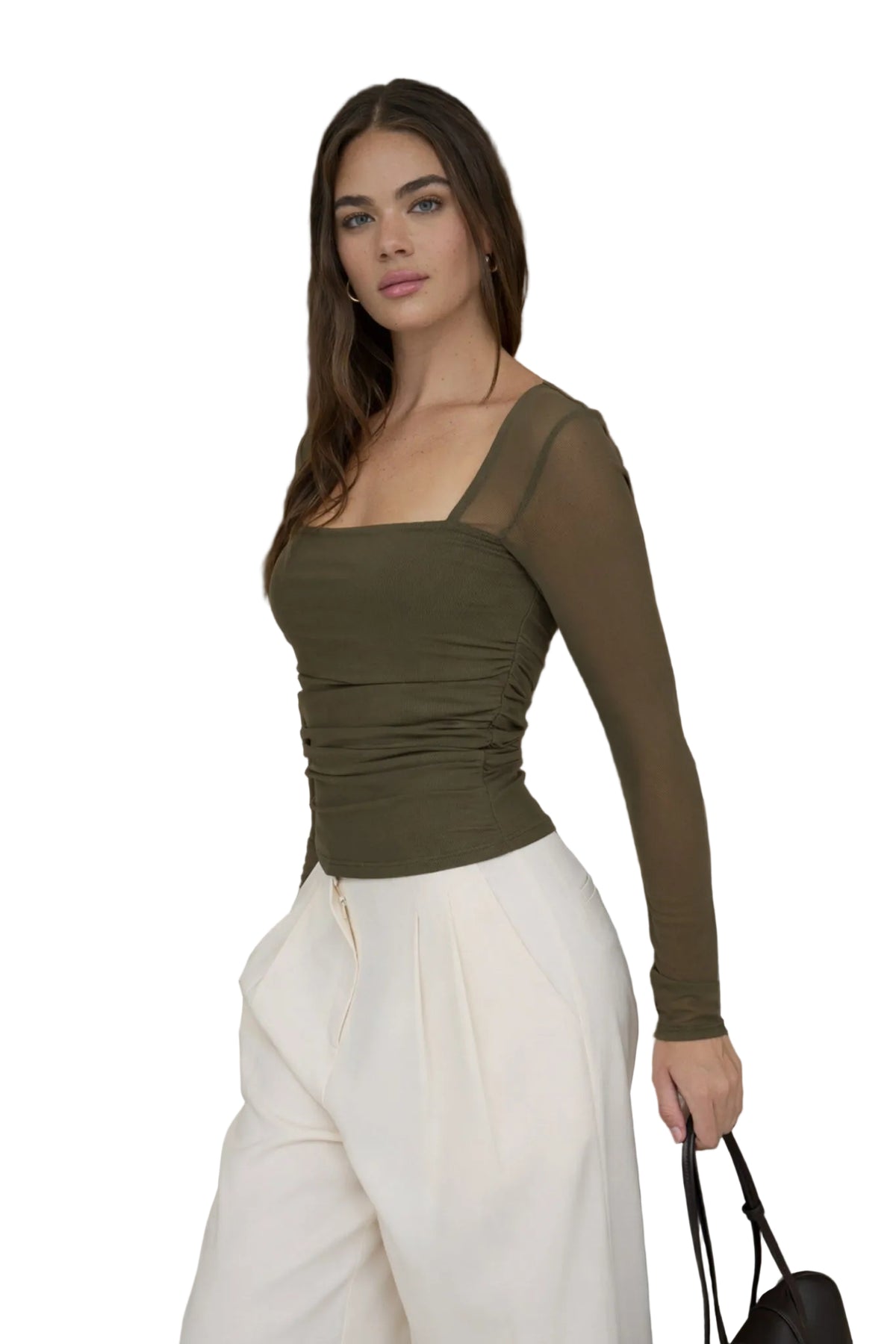 Square Neck Long Sleeve Knit Top