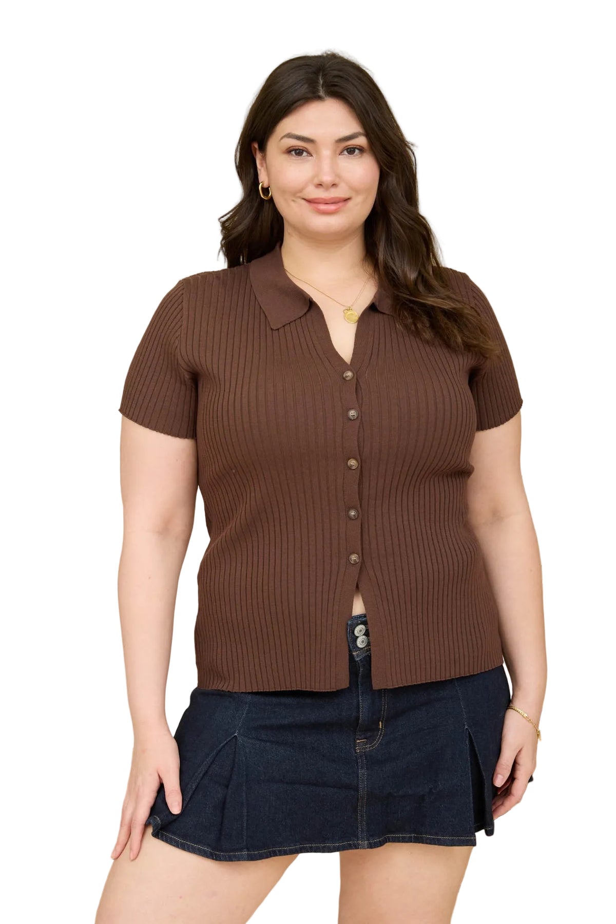 Short Sleeve Collared Sweater