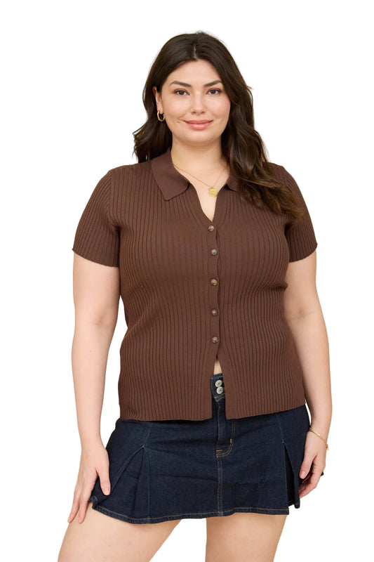 Short Sleeve Collared Sweater