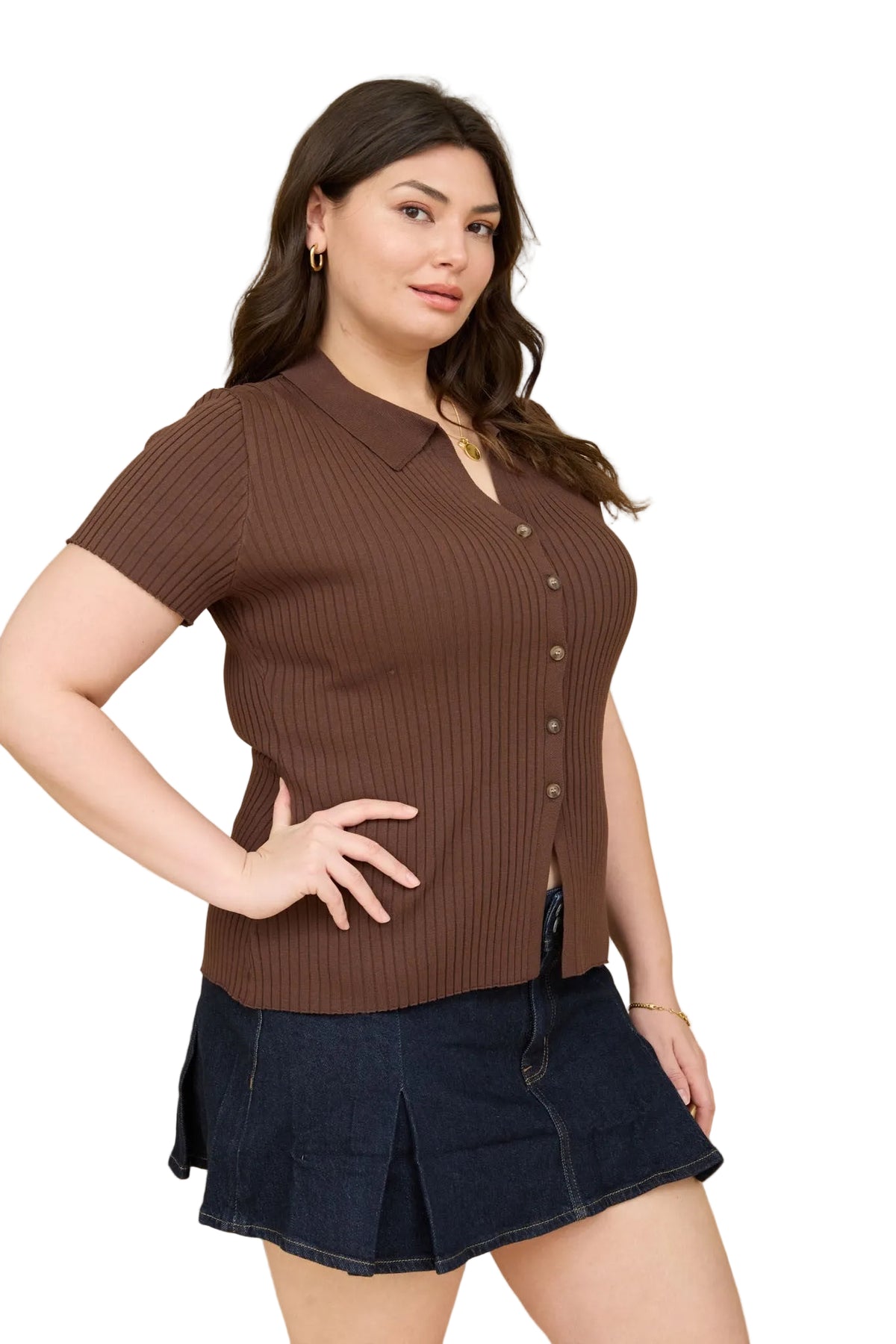 Short Sleeve Collared Sweater