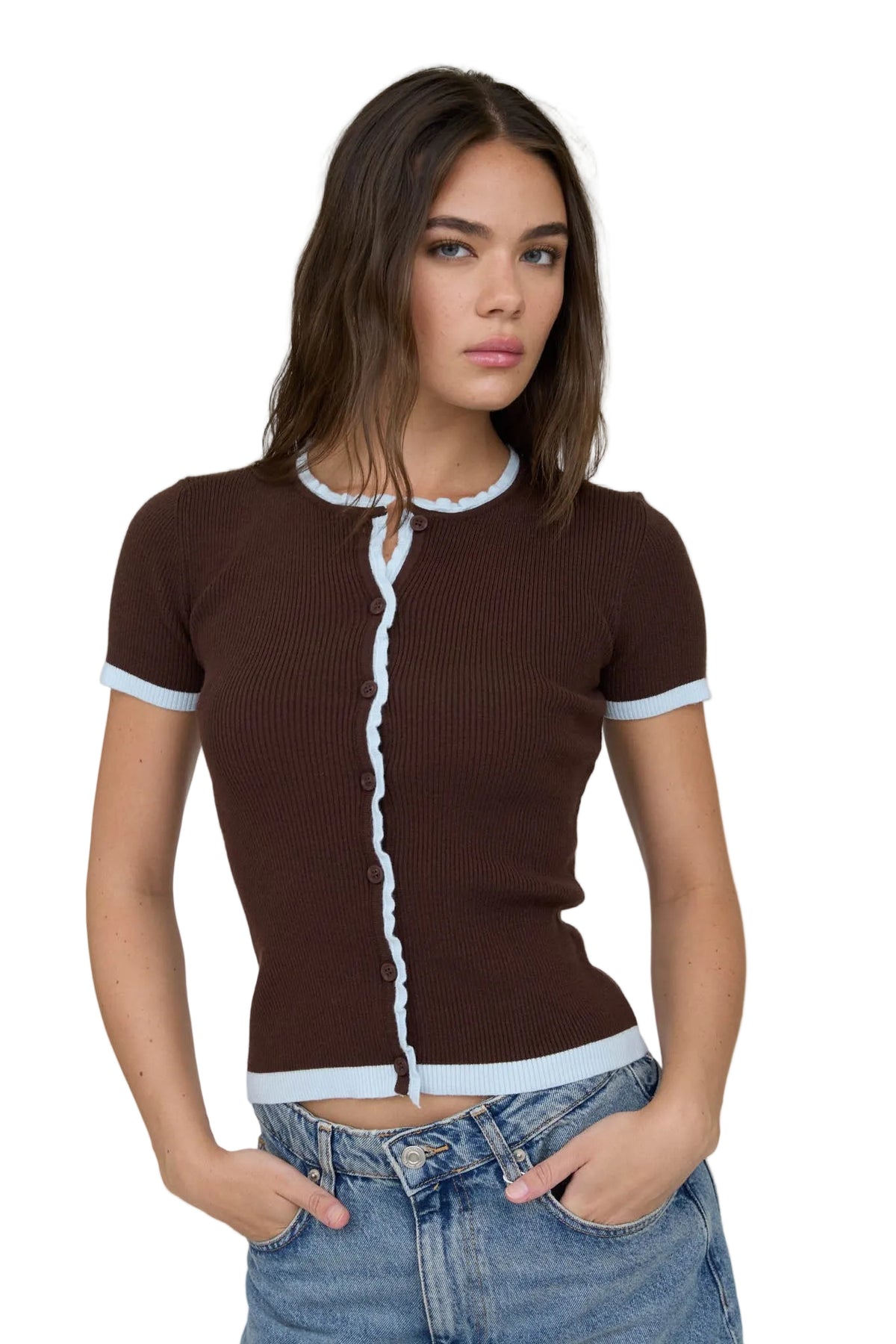 Trim Short Sleeve Kit Cardigan