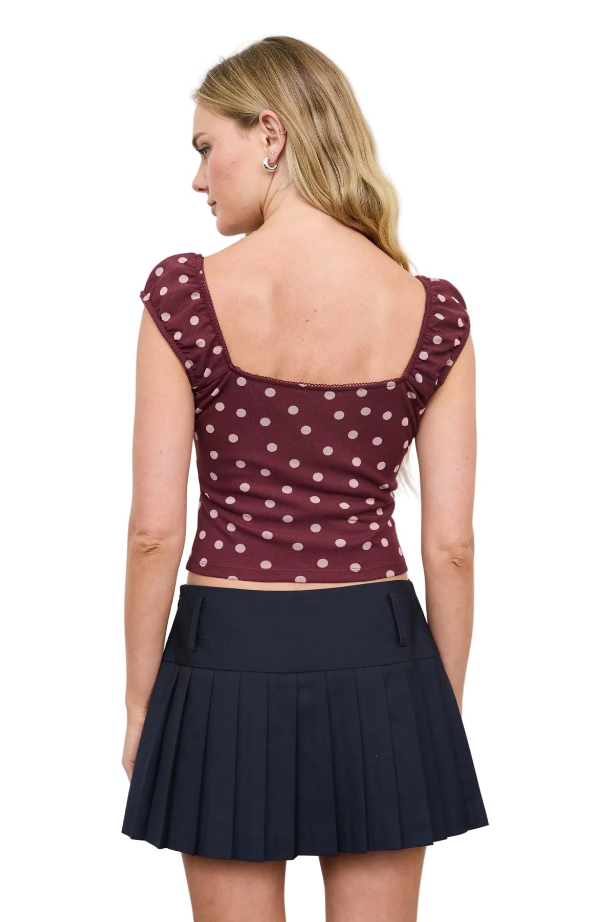 Mesh Polka Dot Sweetheart Top
