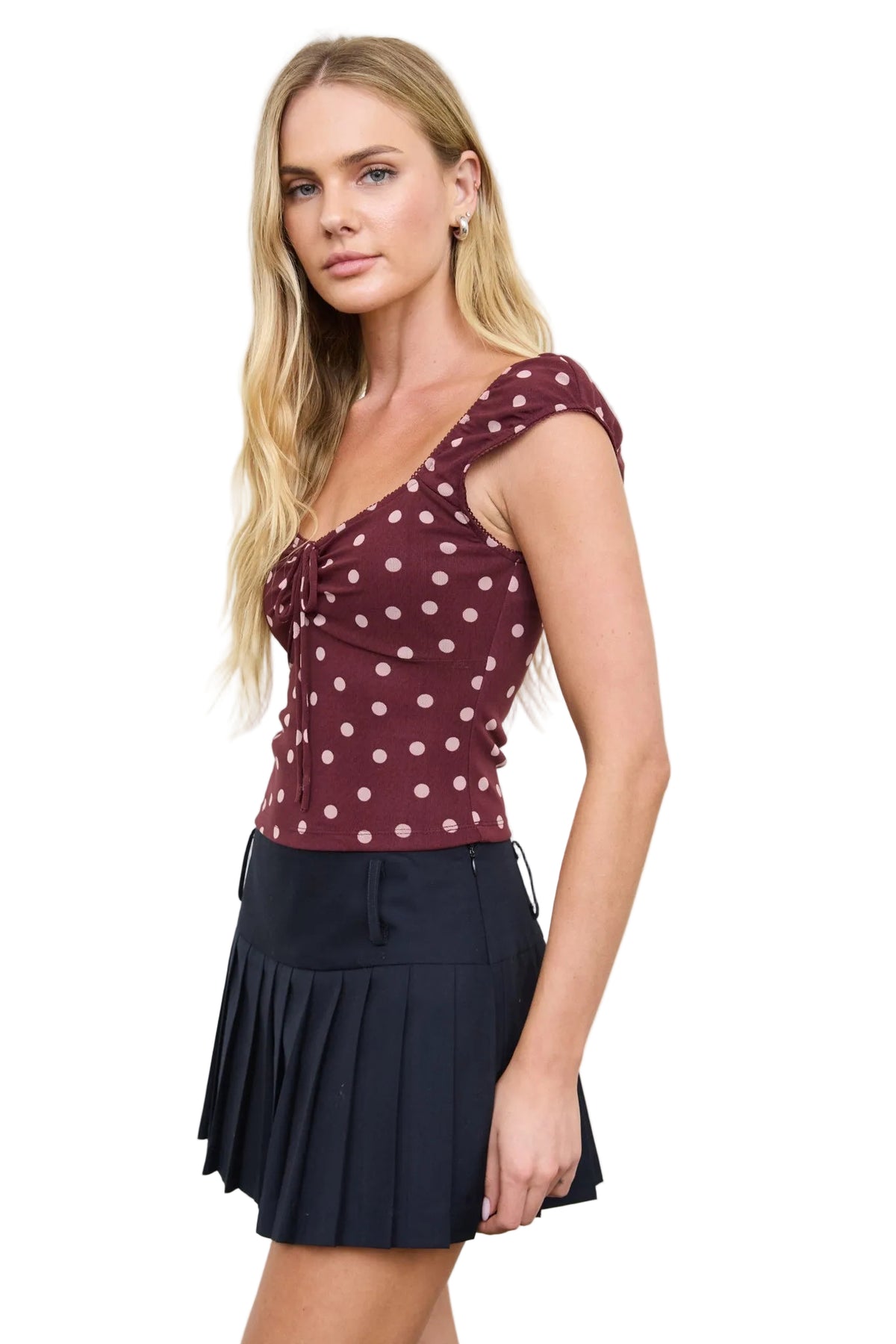 Mesh Polka Dot Sweetheart Top