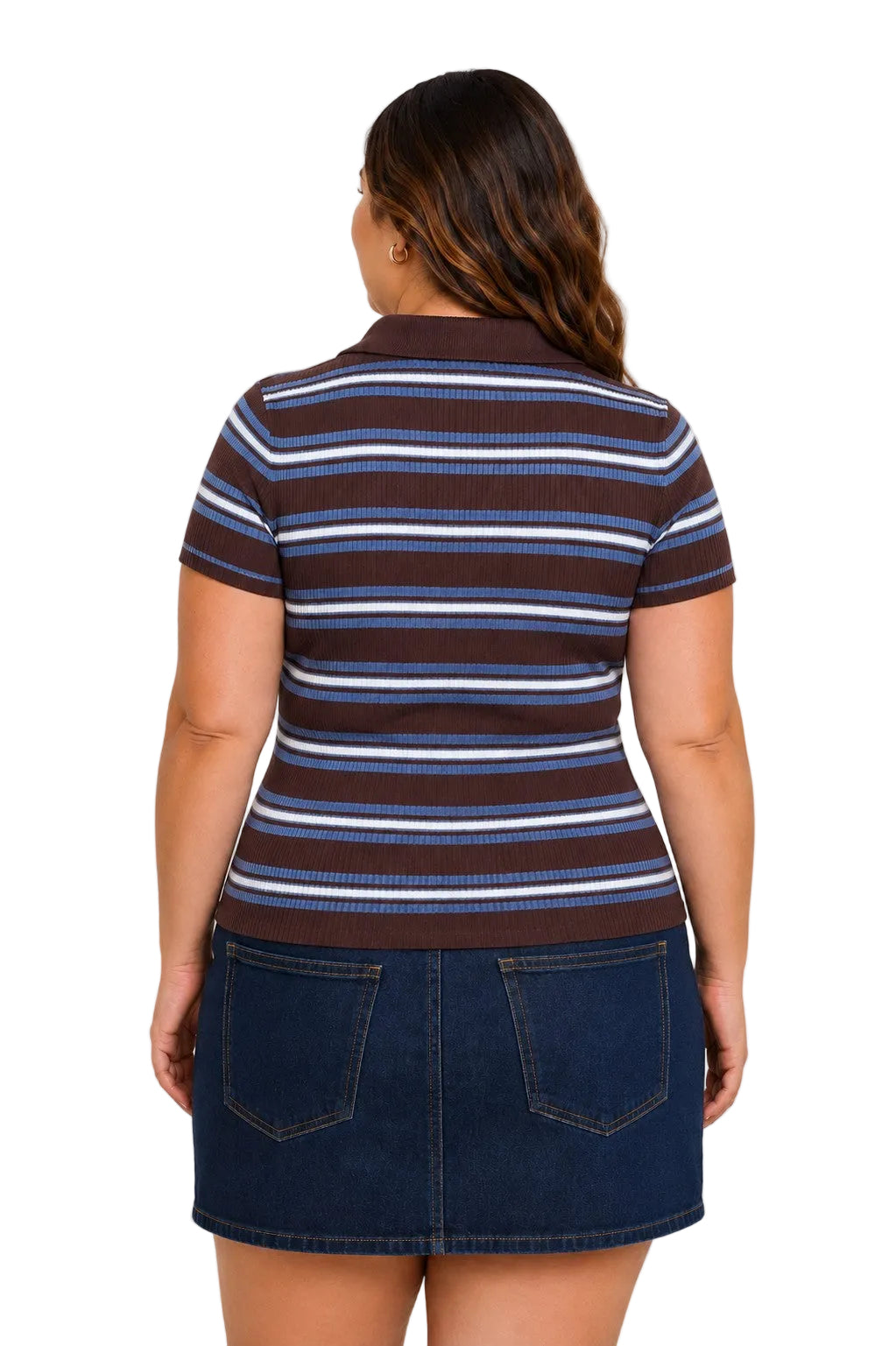 Multi Color Stripe Ribbed Polo