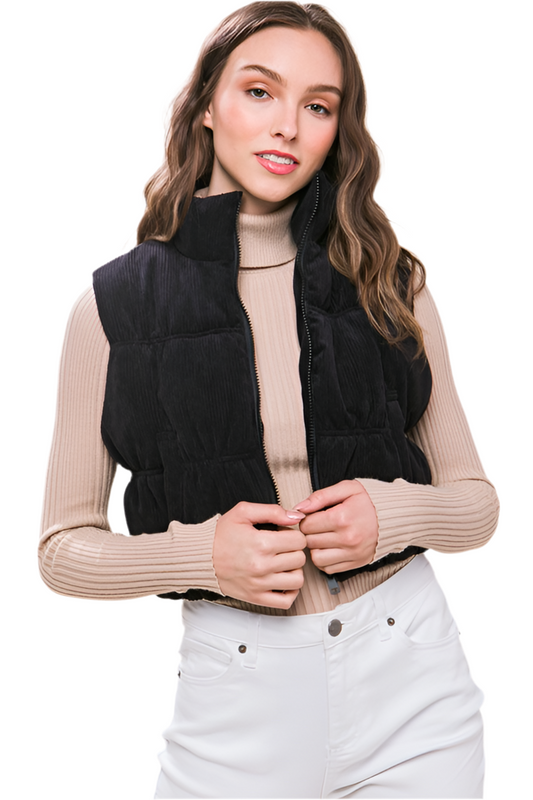 Delia Puffer Vest - Black