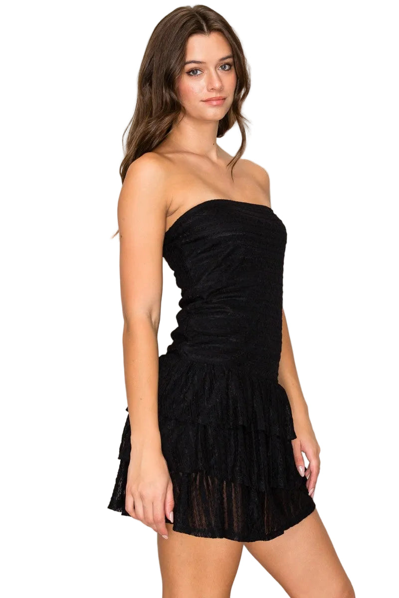Karina Tube Lace Dress - Black