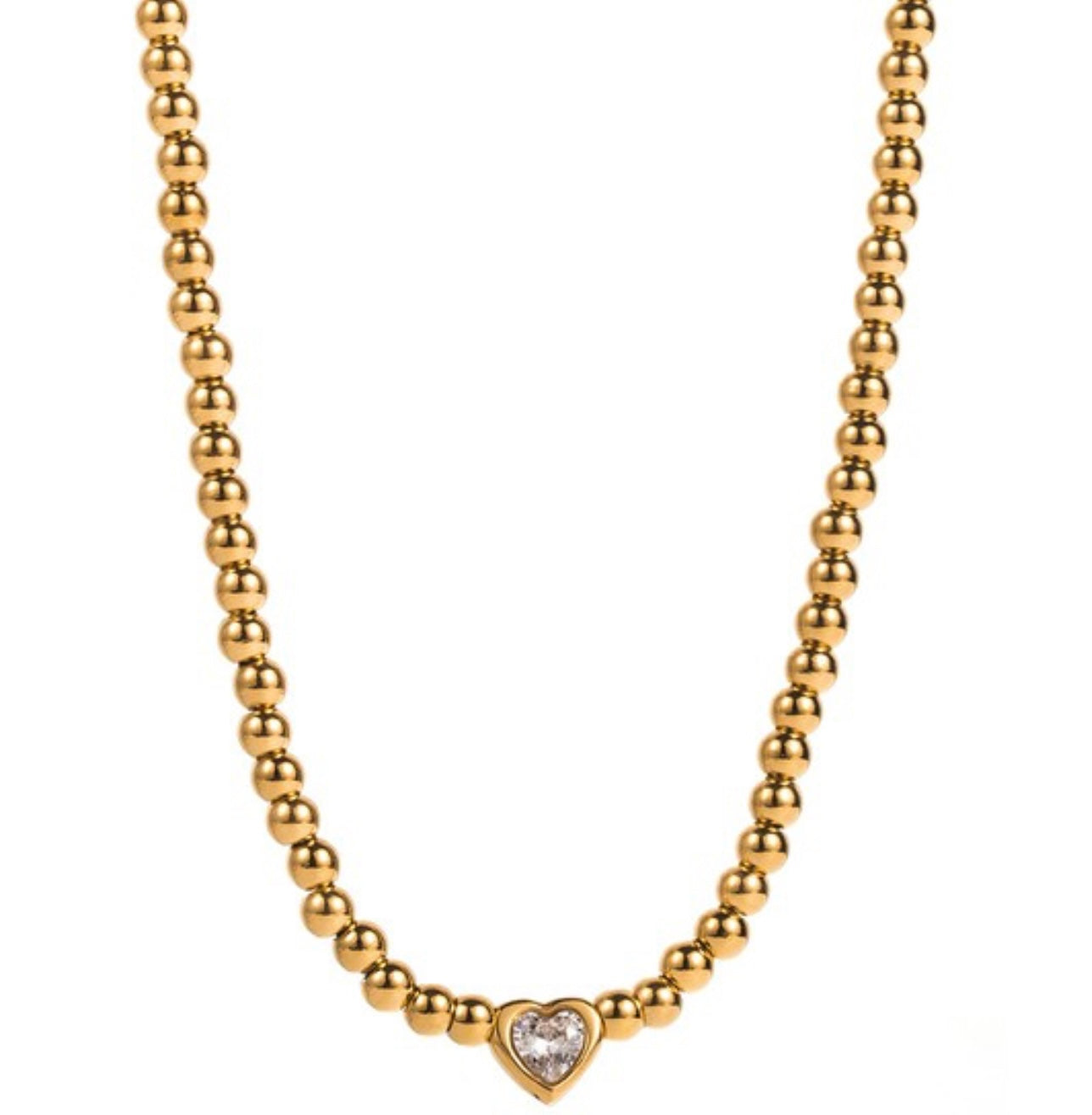 Gold Heart Beaded Necklace