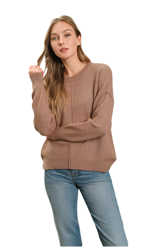 Sadie Solid Crewneck - Taupe