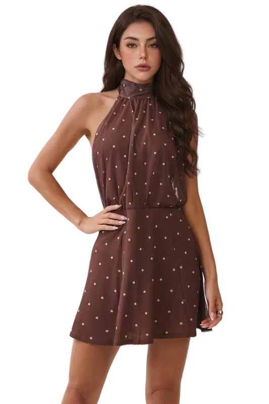 Dolly Polka Dot Dress - Brown