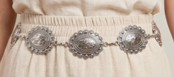 Silver Oval Western Concho Chain Link Belt