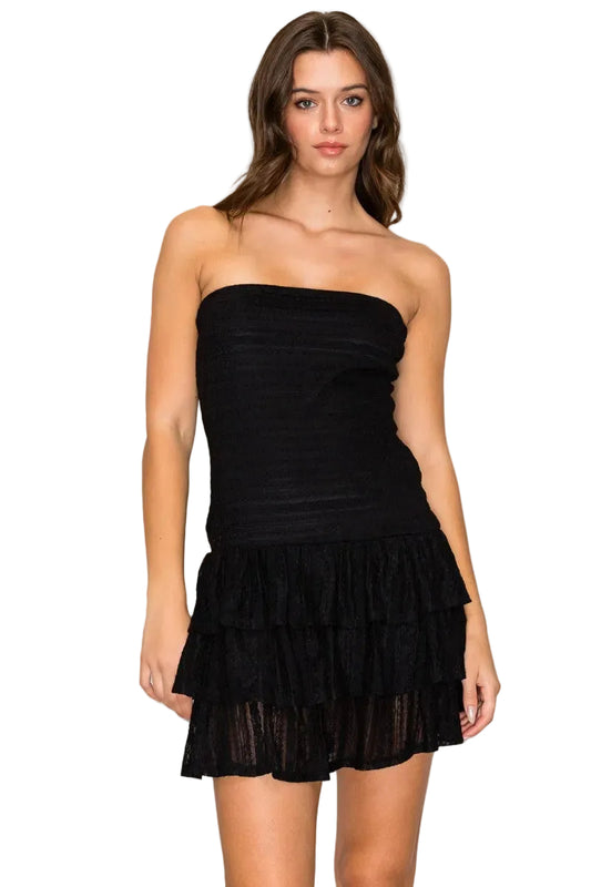 Karina Tube Lace Dress - Black